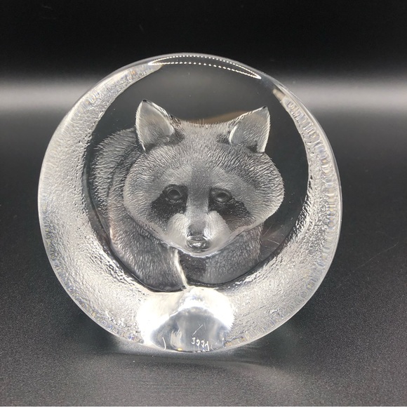 Mats Jonasson crystal raccoon, signed and numbered - Picture 1 of 4